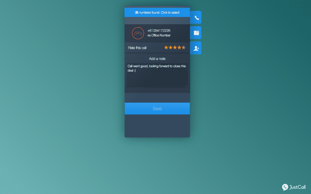 JustCall Call Tracking & Rating