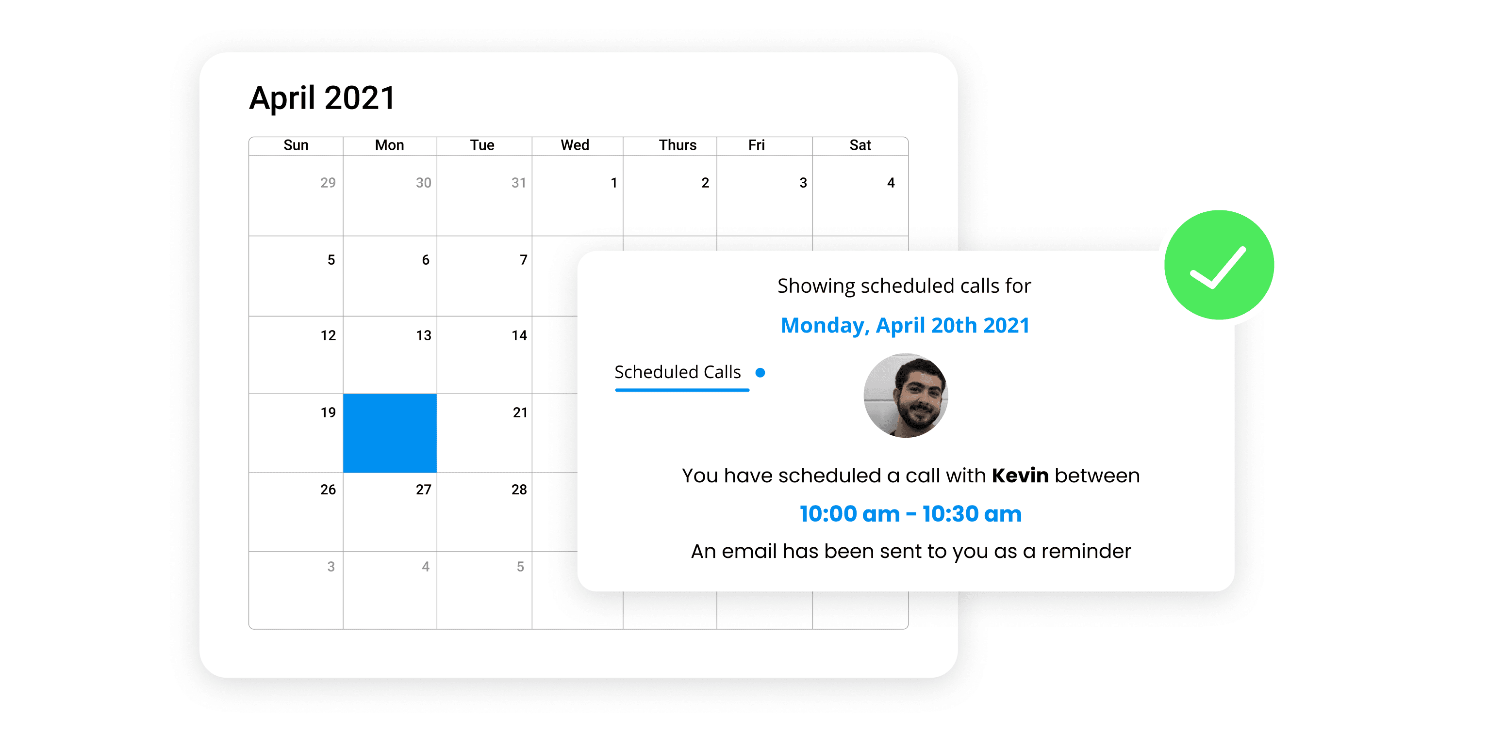 calendar displaying scheduled calls and meetings