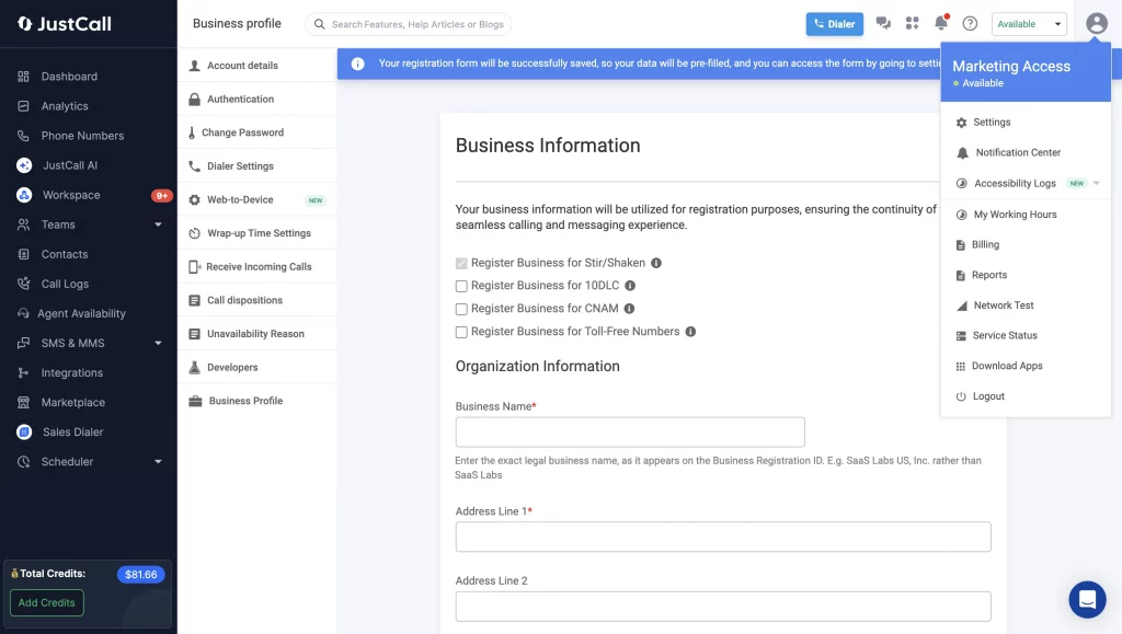 go to business profile dashboard