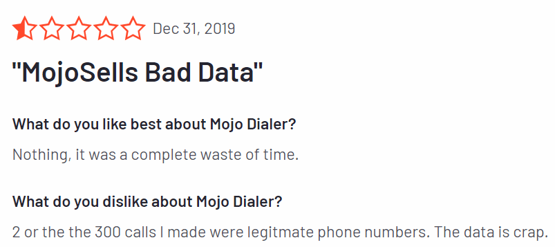 mojo dialer customer review