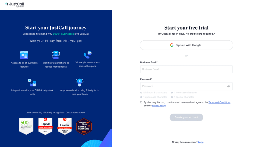 Create your JustCall account