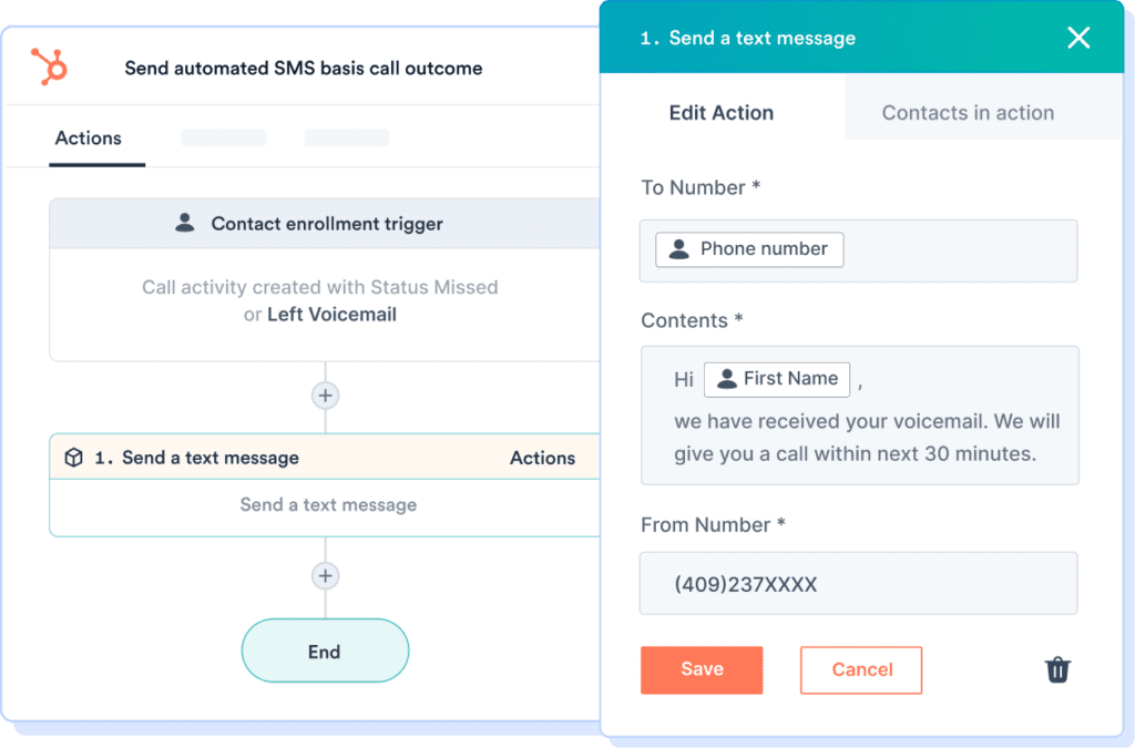 Automate SMS and MMS via HubSpot workflows
